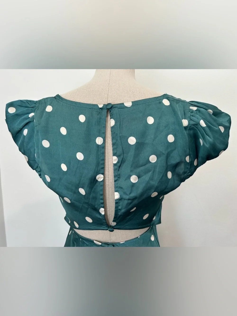Free People Teal Green Polka Dot Midi Dress